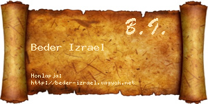 Beder Izrael névjegykártya